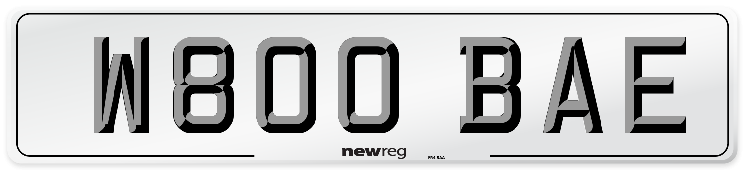 W800 BAE Number Plate from New Reg
